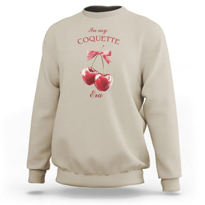 In My Coquette Era Sweatshirt Red Bow Cherry TS02 Sand Printyourwear