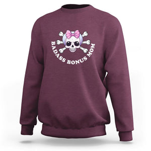 Funny Stepmom Sweatshirt Badass Bonus Mom TS02 Maroon Printyourwear