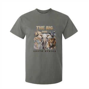 The Big Five South Africa T Shirt For Kid Elephant Lion Rhino Buffalo Leopard Animals Safari Wildlife TS02 Military Green Print Your Wear