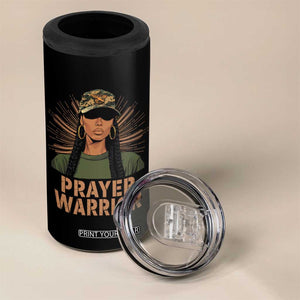 Black Prayer Warrior 4 in 1 Can Cooler Tumbler Jesus God Christian Camo Girl TS02 Print Your Wear