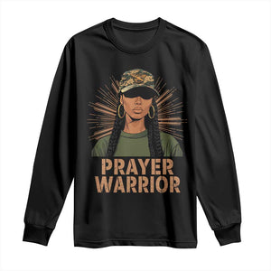 Black Prayer Warrior Long Sleeve Shirt Jesus God Christian Camo Girl TS02 Black Print Your Wear