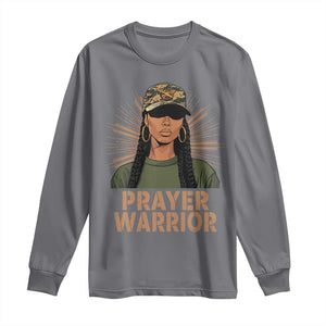 Black Prayer Warrior Long Sleeve Shirt Jesus God Christian Camo Girl TS02 Charcoal Print Your Wear