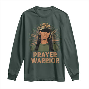 Black Prayer Warrior Long Sleeve Shirt Jesus God Christian Camo Girl TS02 Dark Forest Green Print Your Wear