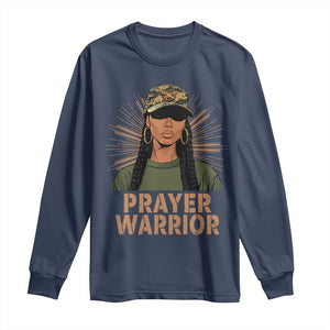 Black Prayer Warrior Long Sleeve Shirt Jesus God Christian Camo Girl TS02 Navy Print Your Wear