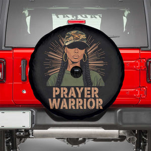 Black Prayer Warrior Spare Tire Cover Jesus God Christian Camo Girl TS02 Black Print Your Wear