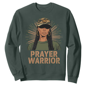 Black Prayer Warrior Sweatshirt Jesus God Christian Camo Girl TS02 Dark Forest Green Print Your Wear