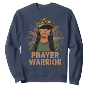 Black Prayer Warrior Sweatshirt Jesus God Christian Camo Girl TS02 Navy Print Your Wear