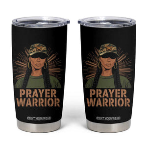 Black Prayer Warrior Tumbler Cup Jesus God Christian Camo Girl TS02 Black Print Your Wear