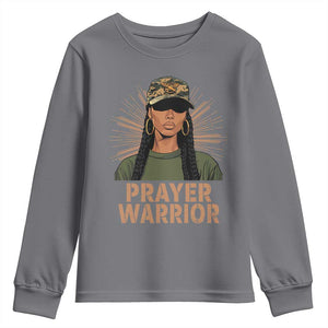 Black Prayer Warrior Youth Sweatshirt Jesus God Christian Camo Girl TS02 Charcoal Print Your Wear