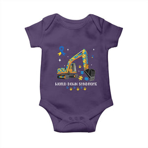 World Down Syndrome Awareness Day Bulldozer Baby Onesie TS02 Purple Print Your Wear