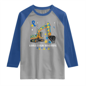World Down Syndrome Awareness Day Bulldozer Raglan Shirt TS02 Sport Gray Royal Print Your Wear