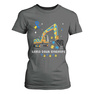 World Down Syndrome Awareness Day Bulldozer T Shirt For Women TS02 Dark Heather Print Your Wear