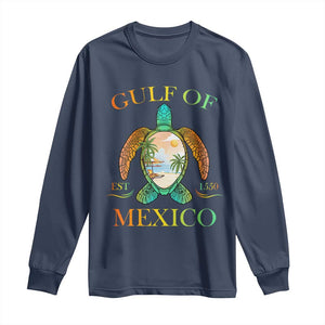 Gulf Of USA Est 2025 Long Sleeve Shirt Funny Turtle Beach Vibe TS02 Navy Print Your Wear