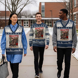 Boots On The Ground V-Neck Knit Sweater Vest Cowgirl Line Dance Western Cowboy TS02 Beige Navy Print Your Wear