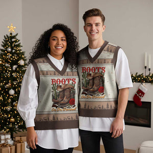 Boots On The Ground V-Neck Knit Sweater Vest Cowgirl Line Dance Western Cowboy TS02 Mocha Mousse Print Your Wear