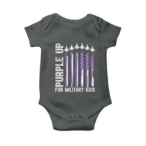 Purple Up For Military Kids Baby Onesie American Flag Air Force Military Child Month TS02 Dark Heather Print Your Wear