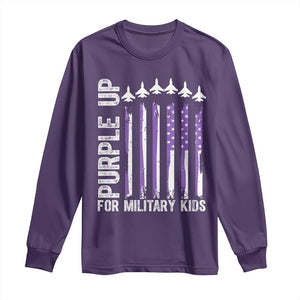 Purple Up For Military Kids Long Sleeve Shirt American Flag Air Force Military Child Month TS02 Purple Print Your Wear