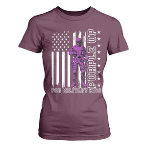 Purple Up For Military Kids T Shirt For Women Military Child Month TS02 Maroon Print Your Wear