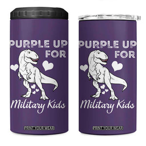 Purple Up For Military Kids 4 in 1 Can Cooler Tumbler Military Child Month Dinosaur TS02 One Size: 16 oz Purple Print Your Wear