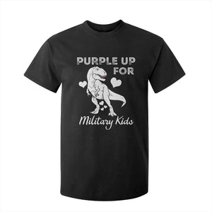 Purple Up For Military Kids T Shirt For Kid Military Child Month Dinosaur TS02 Black Print Your Wear