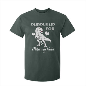 Purple Up For Military Kids T Shirt For Kid Military Child Month Dinosaur TS02 Dark Forest Green Print Your Wear