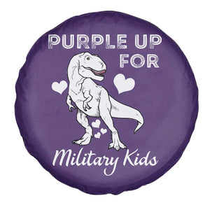 Purple Up For Military Kids Spare Tire Cover Military Child Month Dinosaur TS02 Print Your Wear
