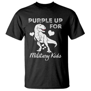 Purple Up For Military Kids T Shirt Military Child Month Dinosaur TS02 Black Print Your Wear