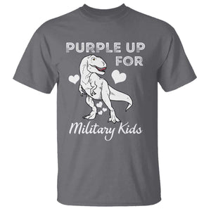 Purple Up For Military Kids T Shirt Military Child Month Dinosaur TS02 Charcoal Print Your Wear