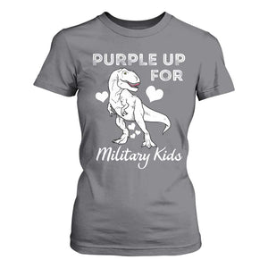 Purple Up For Military Kids T Shirt For Women Military Child Month Dinosaur TS02 Charcoal Print Your Wear