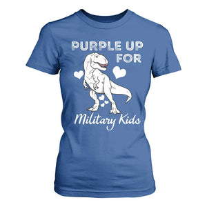 Purple Up For Military Kids T Shirt For Women Military Child Month Dinosaur TS02 Royal Blue Print Your Wear