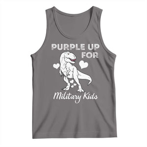 Purple Up For Military Kids Tank Top Military Child Month Dinosaur TS02 Deep Heather Print Your Wear