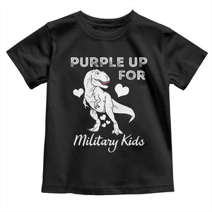 Purple Up For Military Kids Toddler T Shirt Military Child Month Dinosaur TS02 Black Print Your Wear