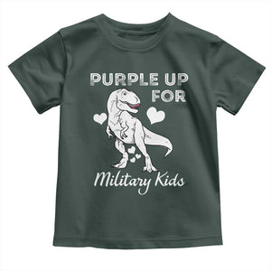 Purple Up For Military Kids Toddler T Shirt Military Child Month Dinosaur TS02 Dark Forest Green Print Your Wear