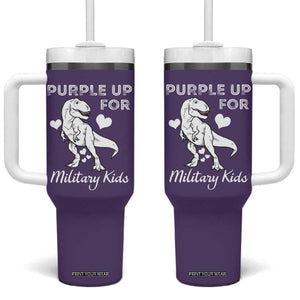Purple Up For Military Kids Tumbler With Handle Military Child Month Dinosaur TS02 One Size: 40 oz Purple Print Your Wear