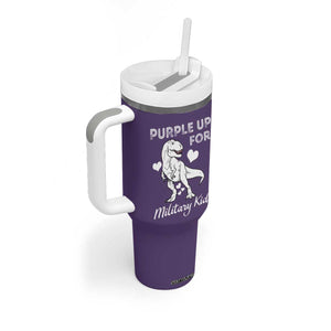 Purple Up For Military Kids Tumbler With Handle Military Child Month Dinosaur TS02 Print Your Wear