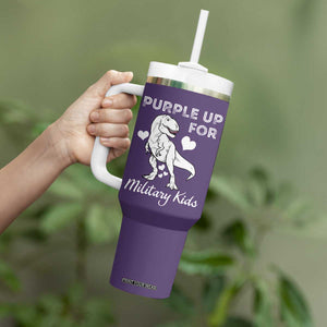 Purple Up For Military Kids Tumbler With Handle Military Child Month Dinosaur TS02 Print Your Wear