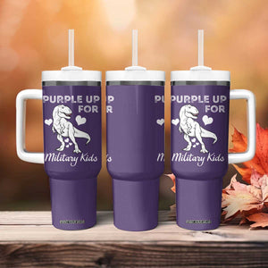 Purple Up For Military Kids Tumbler With Handle Military Child Month Dinosaur TS02 Print Your Wear