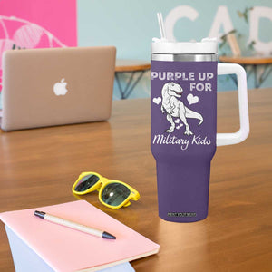 Purple Up For Military Kids Tumbler With Handle Military Child Month Dinosaur TS02 Print Your Wear