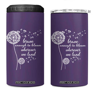 Purple Up For Military Kids 4 in 1 Can Cooler Tumbler Brave Enough To Bloom Wherever We Land Month of Military Child TS02 One Size: 16 oz Purple Print Your Wear