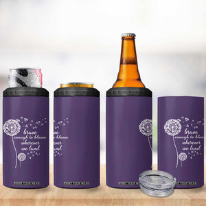 Purple Up For Military Kids 4 in 1 Can Cooler Tumbler Brave Enough To Bloom Wherever We Land Month of Military Child TS02 Print Your Wear