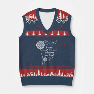 Purple Up For Military Kids V-Neck Knit Sweater Vest Brave Enough To Bloom Wherever We Land Month of Military Child TS02 Navy Red Print Your Wear