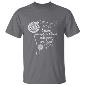 Purple Up For Military Kids T Shirt Brave Enough To Bloom Wherever We Land Month of Military Child TS02 Charcoal Print Your Wear