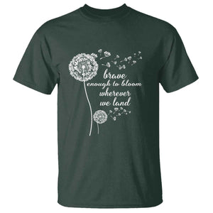 Purple Up For Military Kids T Shirt Brave Enough To Bloom Wherever We Land Month of Military Child TS02 Dark Forest Green Print Your Wear