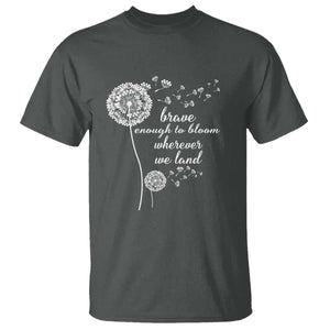 Purple Up For Military Kids T Shirt Brave Enough To Bloom Wherever We Land Month of Military Child TS02 Dark Heather Print Your Wear