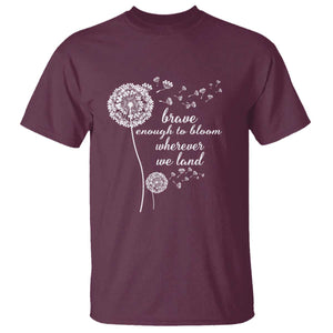 Purple Up For Military Kids T Shirt Brave Enough To Bloom Wherever We Land Month of Military Child TS02 Maroon Print Your Wear