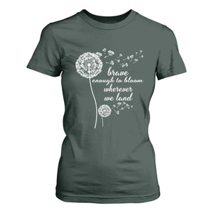 Purple Up For Military Kids T Shirt For Women Brave Enough To Bloom Wherever We Land Month of Military Child TS02 Dark Forest Green Print Your Wear