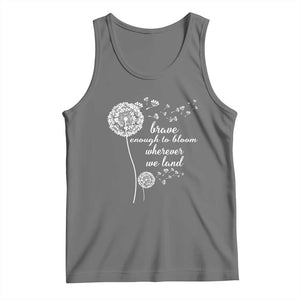 Purple Up For Military Kids Tank Top Brave Enough To Bloom Wherever We Land Month of Military Child TS02 Black Heather Print Your Wear