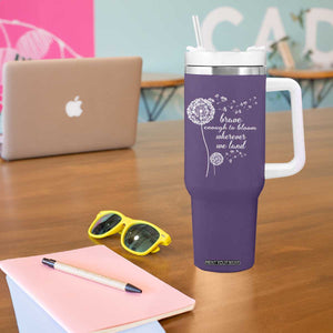 Purple Up For Military Kids Tumbler With Handle Brave Enough To Bloom Wherever We Land Month of Military Child TS02 Print Your Wear