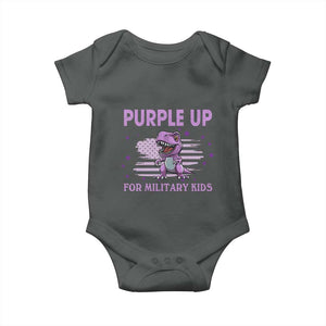 Purple Up For Military Kids Baby Onesie Military Child Month Dinosaur American Flag TS02 Dark Heather Print Your Wear