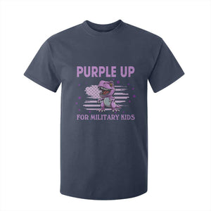 Purple Up For Military Kids T Shirt For Kid Military Child Month Dinosaur American Flag TS02 Navy Print Your Wear